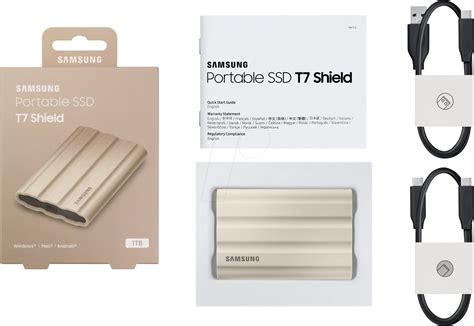 Samsung MU-PE1T0K T7  Shield Portable SSD 1 TB; USB 3.2 (Gen2; 10Gbps) backwards compatible - Beige